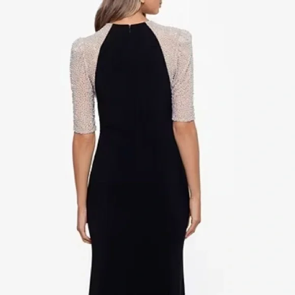 Xscape Womens Embellished Knee Length Sheath Dress Black 6